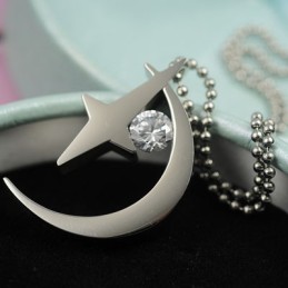 Måne Og Stjerne Med Zirkon Titanium Halskædevedhæng