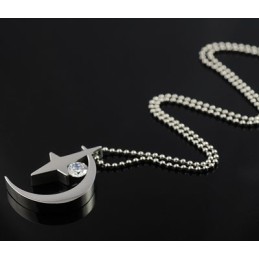 Måne Og Stjerne Med Zirkon Titanium Halskædevedhæng