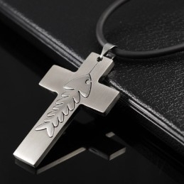 Moderigtigt Fiskebens Titanium Kors Halskæde Vedhæng