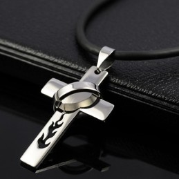Drenge Flamme Titanium Kors Halskæde Vedhæng