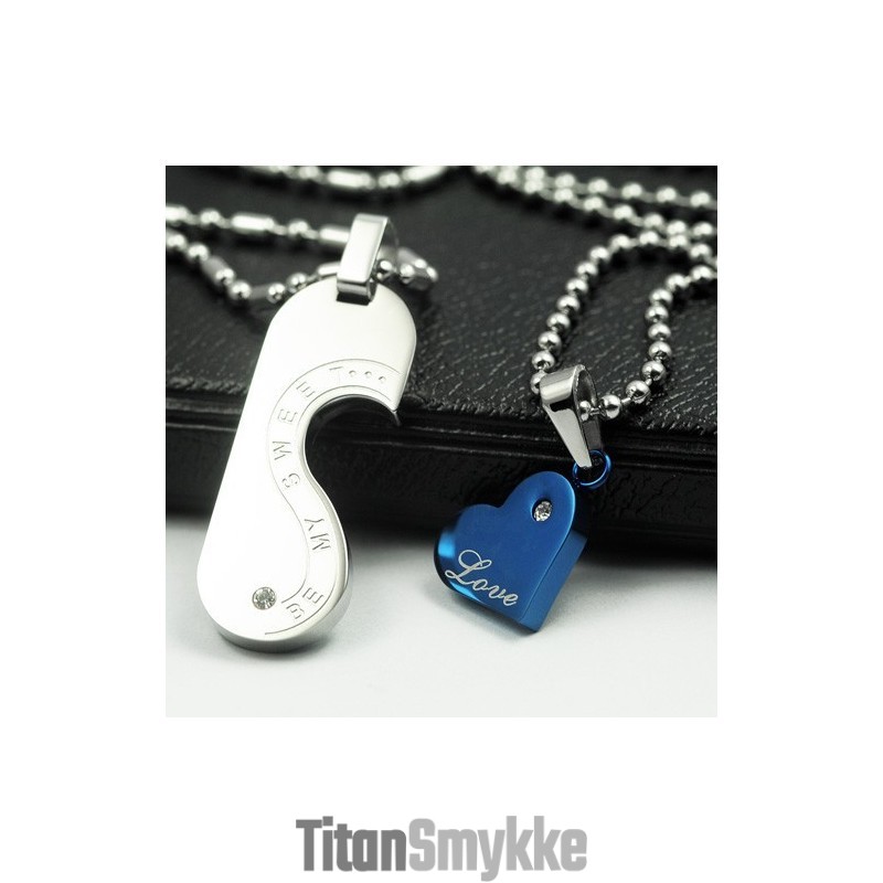 Be My Sweet Love Sweetheart Lovers Titanium Halskæde Vedhæng