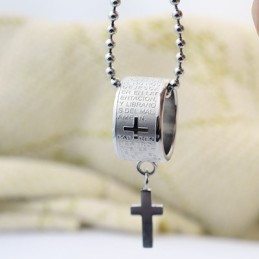 Moderigtig Gave Ring Og Kors Titanium Halskæde Vedhæng