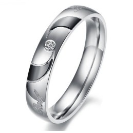 Sort Titaniumring Af Høj Kvalitet Til Elskere Med Diamanter