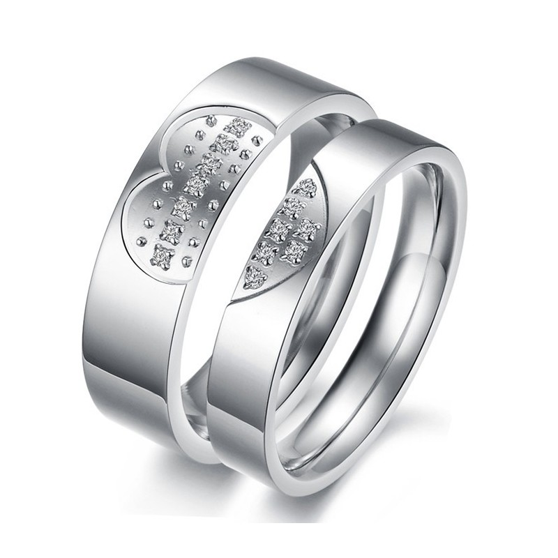 Høj Kvalitet Kæreste Titanium Ring Til Elskere Med Rhinsten