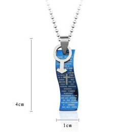 Blå Stil Bibelkors Titanium Vedhæng Og Halskæde Symboler Til Mænd