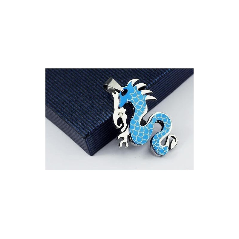 Moderigtigt Rent Titanium Vedhæng Og Halskæde Til Mænd Med Drage