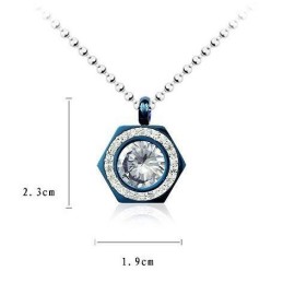 Hexagram Blå Halskæde Med Ren Titanium Og Diamantvedhæng