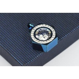 Hexagram Blå Halskæde Med Ren Titanium Og Diamantvedhæng