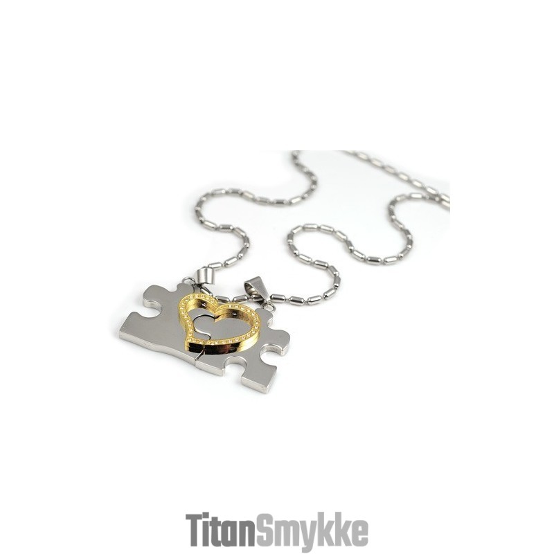 1 Par Blå Farve Hjerte Titanium Stål Halskæde Vedhæng