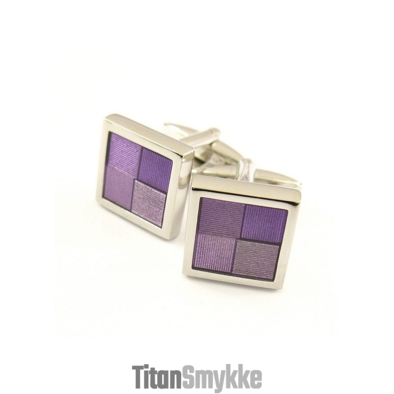 Titanium Og Lilla Firkantede Funky Manchetknapper
