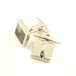 Funky Manchetknapper I Titanium Og Brune Firkanter