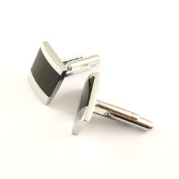Aflange Manchetknapper I Titanium Og Sort Emalje
