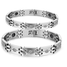 Stabil Kvalitet Sundhed Titanium Armbånd Til Elskere Med Rhinsten