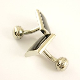 Titanium Firkantede Manchetknapper Med Sort Agat