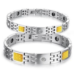 Titanium-Lodestenarmbånd Af Overlegen Kvalitet Til Elskere Med Rhinsten