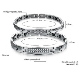 Dronningen Af Kvalitetssundhed Titanium Lodestone Armbånd Til Elskere Med Diamanter