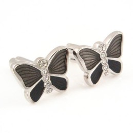 Sommerfugle-Titanium Manchetknapper Med Diamanter