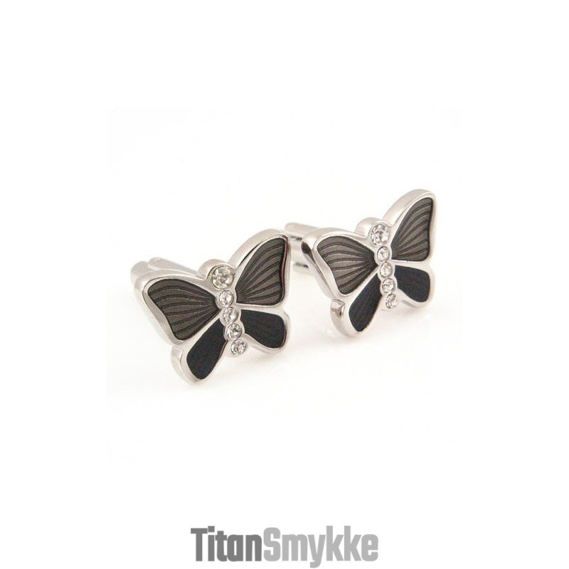 Sommerfugle-Titanium Manchetknapper Med Diamanter