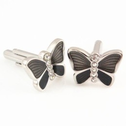 Sommerfugle-Titanium Manchetknapper Med Diamanter
