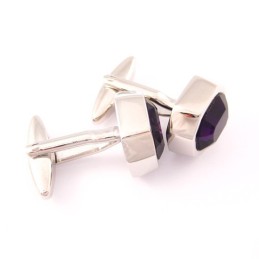 Moderigtige Titanium Manchetknapper Med Mystisk Lilla Opal