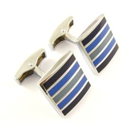 Titanium Og Vandrette Striber Firkantede Manchetknapper