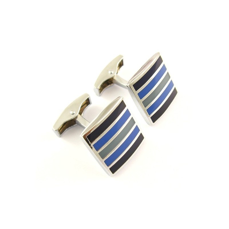 Titanium Og Vandrette Striber Firkantede Manchetknapper