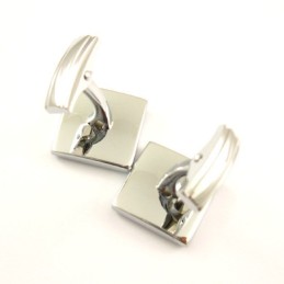 Titanium Og Vandrette Striber Firkantede Manchetknapper