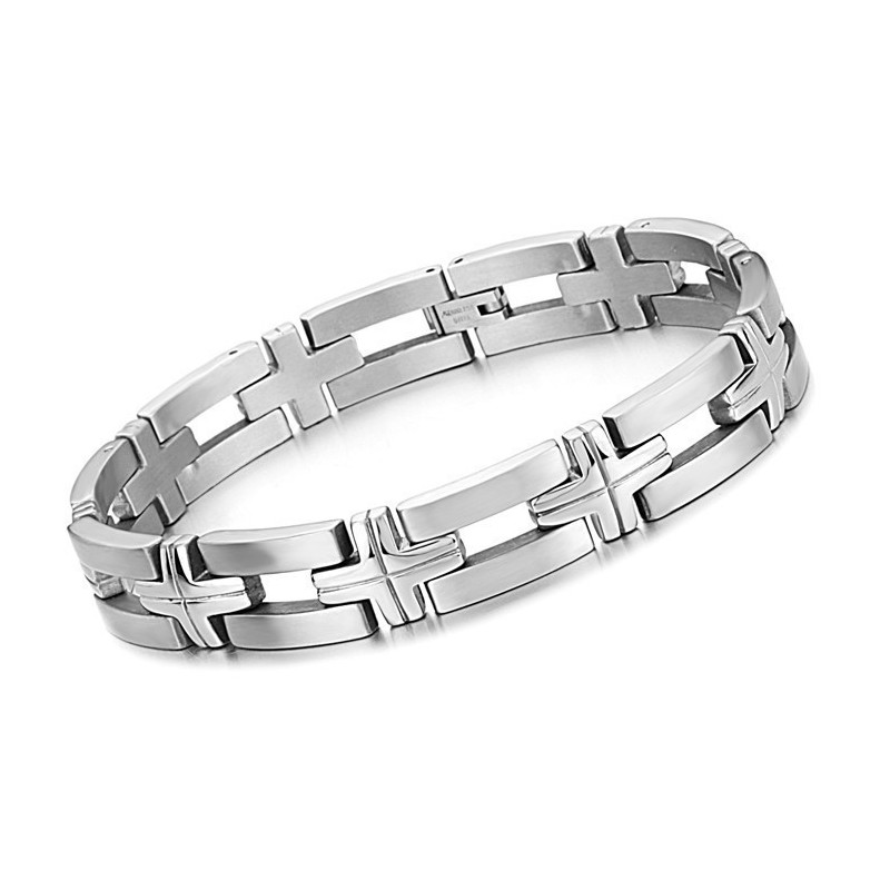 Høj Kvalitet Titanium Armbånd Til Mænd Med Kors