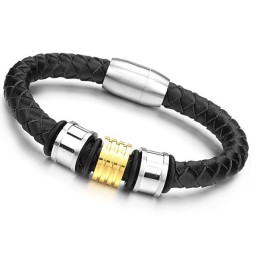 Pålidelig Kvalitets Rund Titanium Læderarmbånd Til Mænd