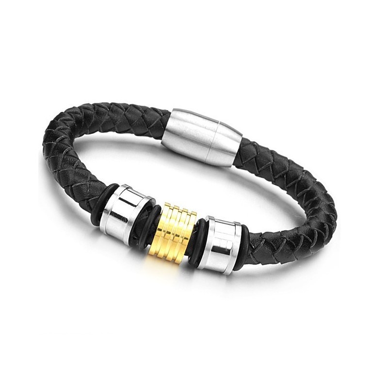 Pålidelig Kvalitets Rund Titanium Læderarmbånd Til Mænd