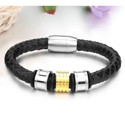 Pålidelig Kvalitets Rund Titanium Læderarmbånd Til Mænd