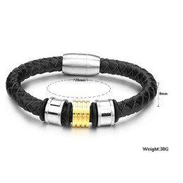 Pålidelig Kvalitets Rund Titanium Læderarmbånd Til Mænd