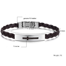 Stabil Kvalitet Kvindelig Kors Titanium Pu Armbånd