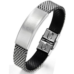 Brugervenlig Sort Titanium Læderarmbånd