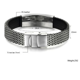 Brugervenlig Sort Titanium Læderarmbånd