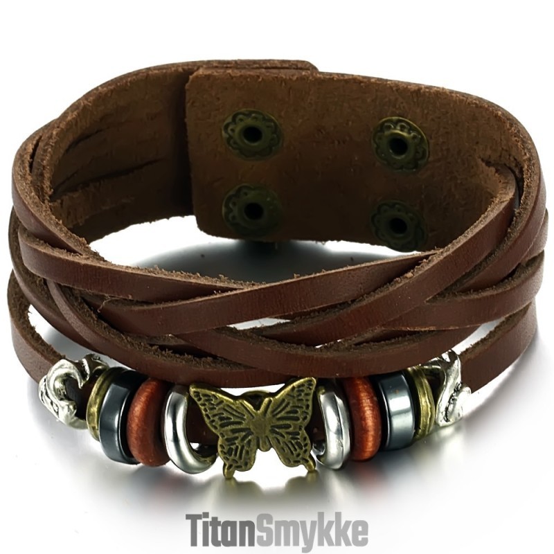 Høj Kvalitet Kvindelig Sommerfuglformet Titanium Læderarmbånd