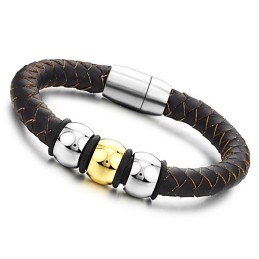 Nyd Et Højt Omdømme I Ind- Og Udland Brun Titanium Læderarmbånd