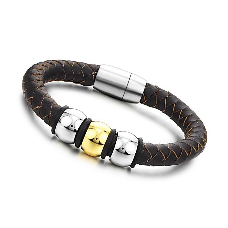 Nyd Et Højt Omdømme I Ind- Og Udland Brun Titanium Læderarmbånd