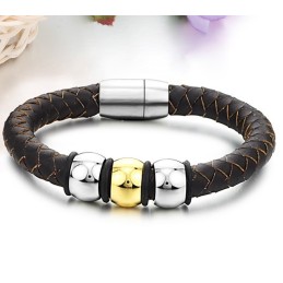 Nyd Et Højt Omdømme I Ind- Og Udland Brun Titanium Læderarmbånd