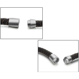 Brunt Titanium Læderarmbånd Af Høj Kvalitet