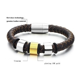 Bredt Udvalg Af Brunt Titanium Læderarmbånd