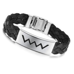 Sælger Godt Over Hele Verden Vandbølgeformet Titanium Læderarmbånd