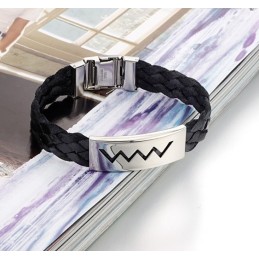 Sælger Godt Over Hele Verden Vandbølgeformet Titanium Læderarmbånd