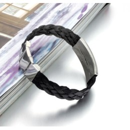 Sælger Godt Over Hele Verden Vandbølgeformet Titanium Læderarmbånd