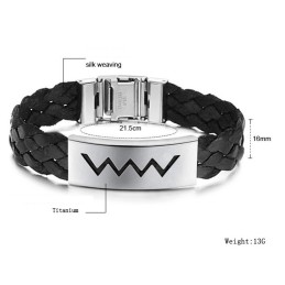 Sælger Godt Over Hele Verden Vandbølgeformet Titanium Læderarmbånd