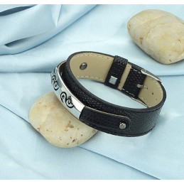 Bredt Udvalg Af Sort Titanium Læderarmbånd