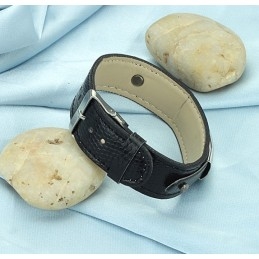 Stabil Kvalitet Sort Titanium Læderarmbånd