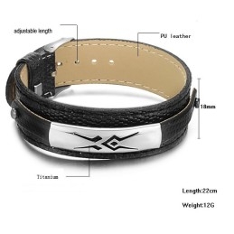Stabil Kvalitet Sort Titanium Læderarmbånd