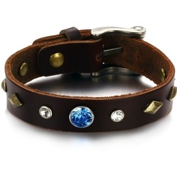 Holdbar Retro Titanium Læderarmbånd Med Rhinsten