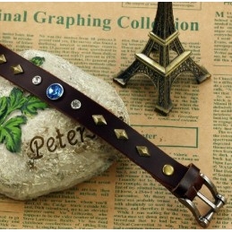 Holdbar Retro Titanium Læderarmbånd Med Rhinsten